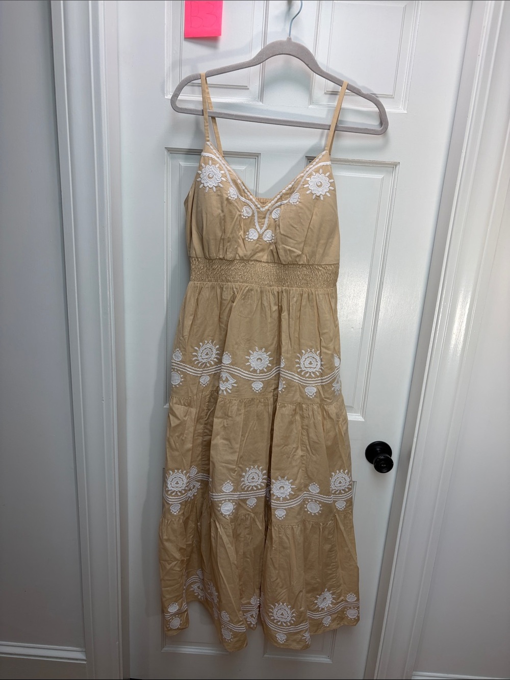 Lilly Pulitzer Beige Maxi Dress with White Floral Embroidery